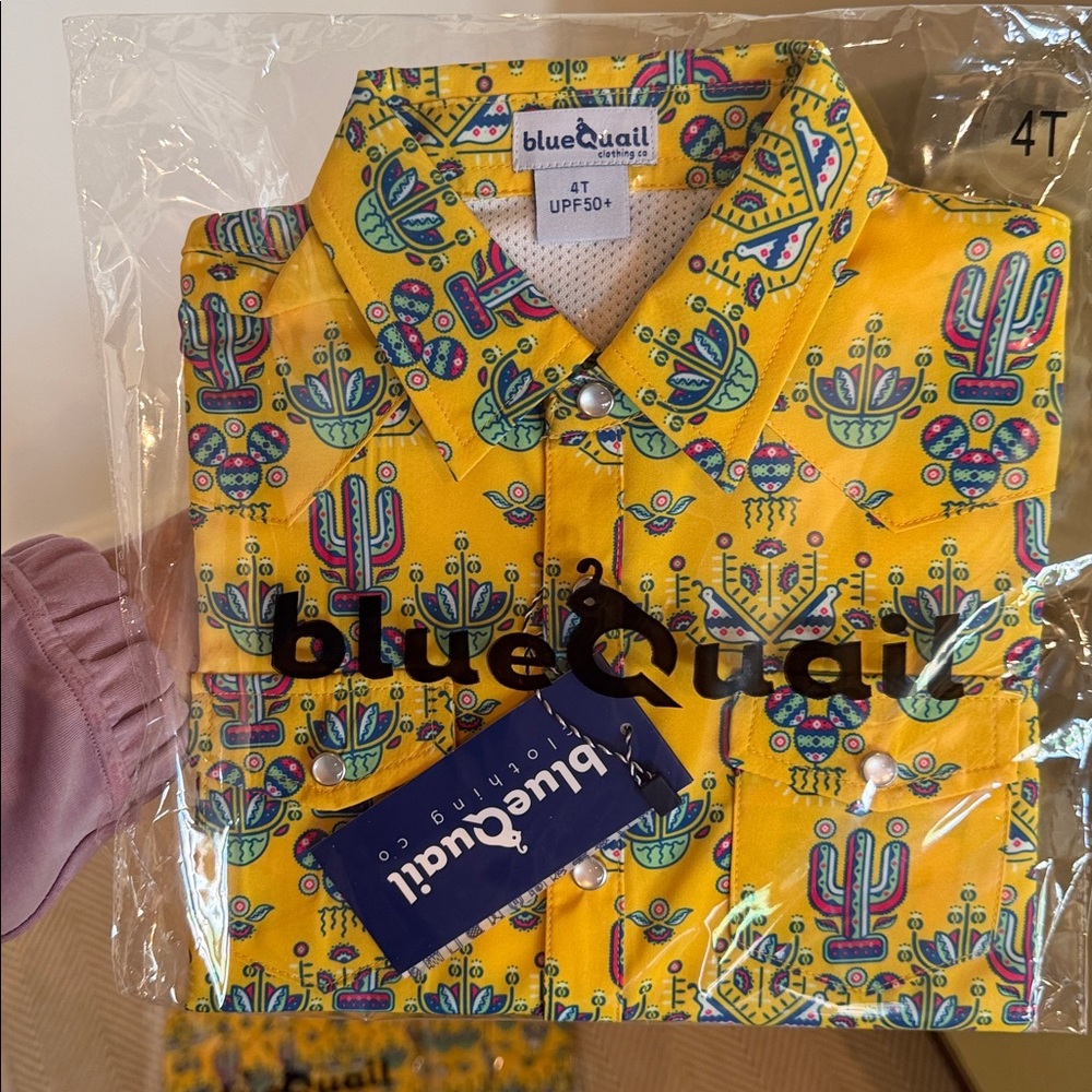 NWT - Blue Quail - Boys' Desert Garden Pearl Snap Short Sleeve Button Down Shirt